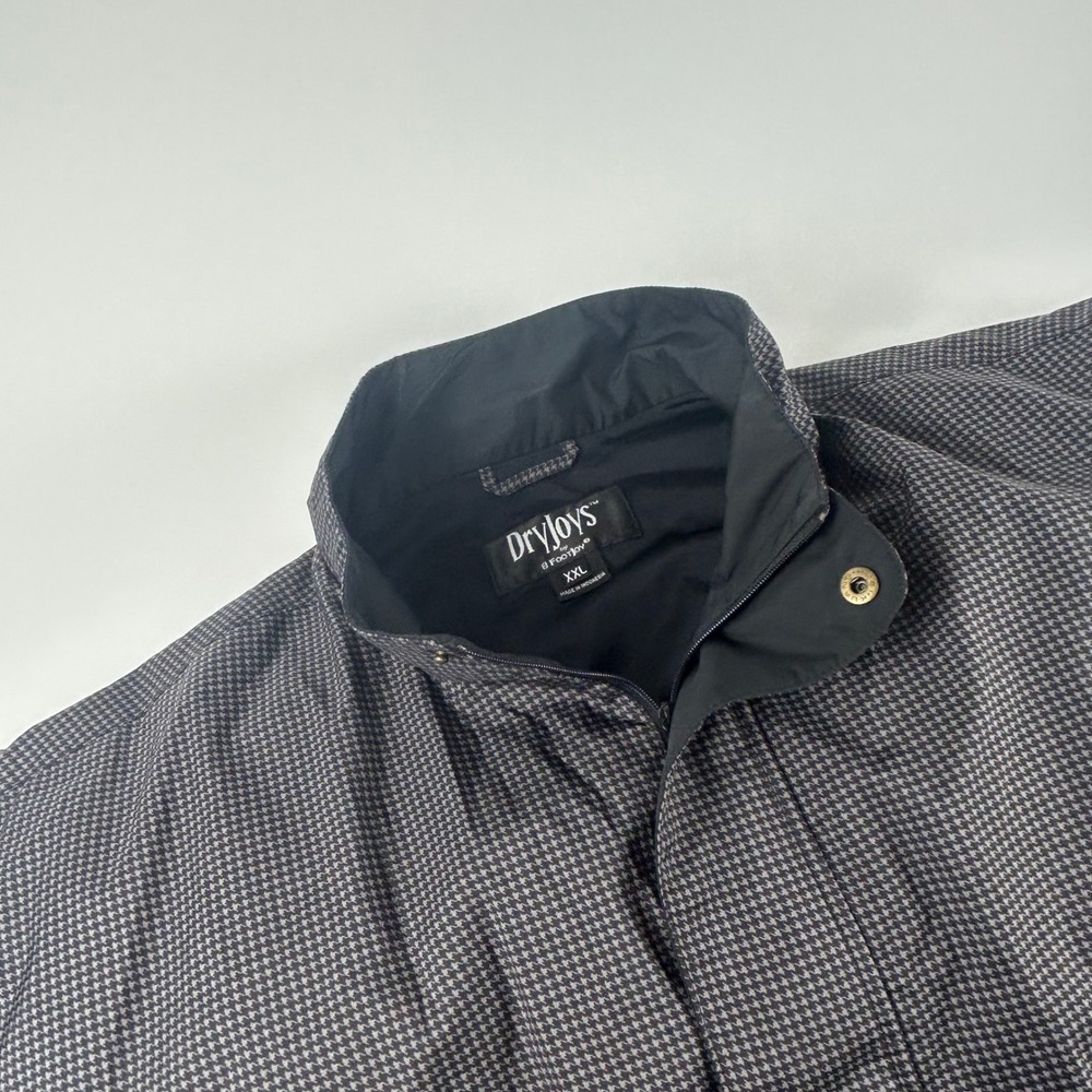 FootJoy DryJoys Mens XXL Golf Vest Houndstooth Black Gray Lined Waterproof 1/4